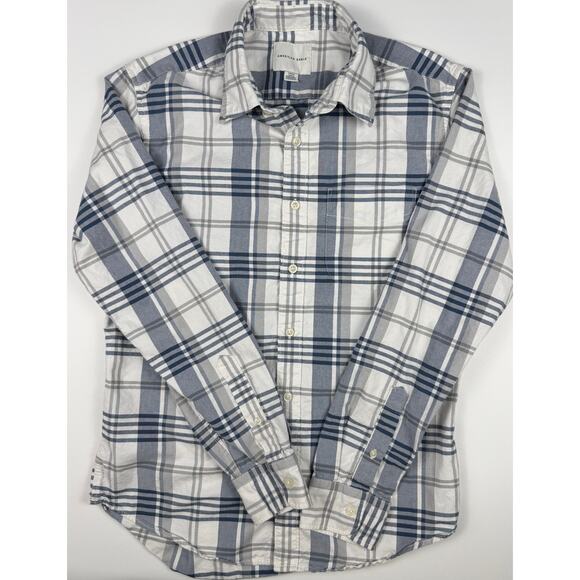 American Eagle Outfitters Tops - American Eagle Women’s Plaid Button Up Shirt Small Blue Gray Long Sleeve